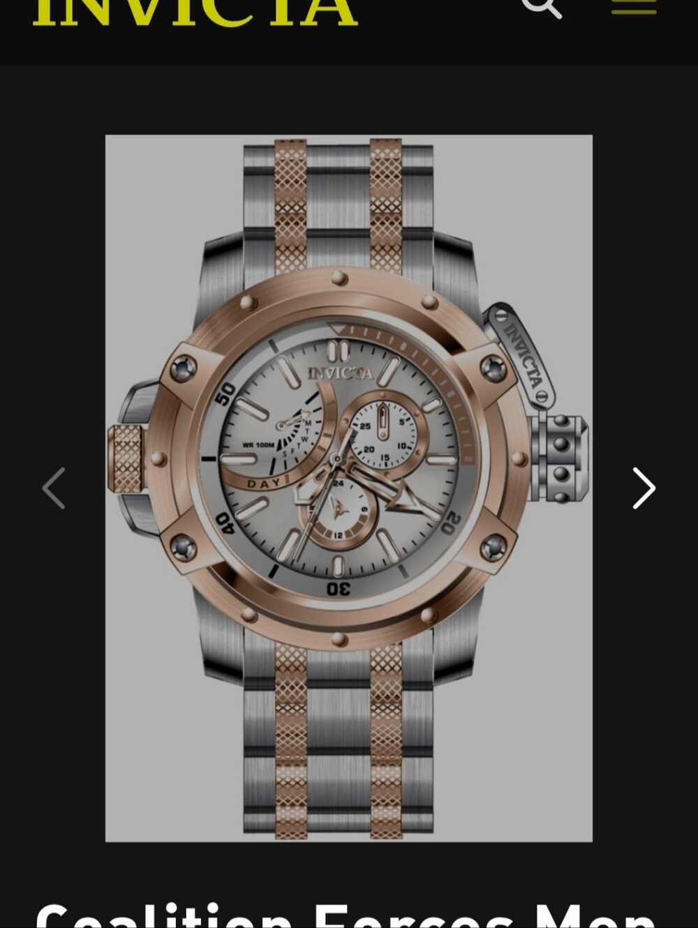 Invicta Coalition Forces Rose Gold And Silver Watch